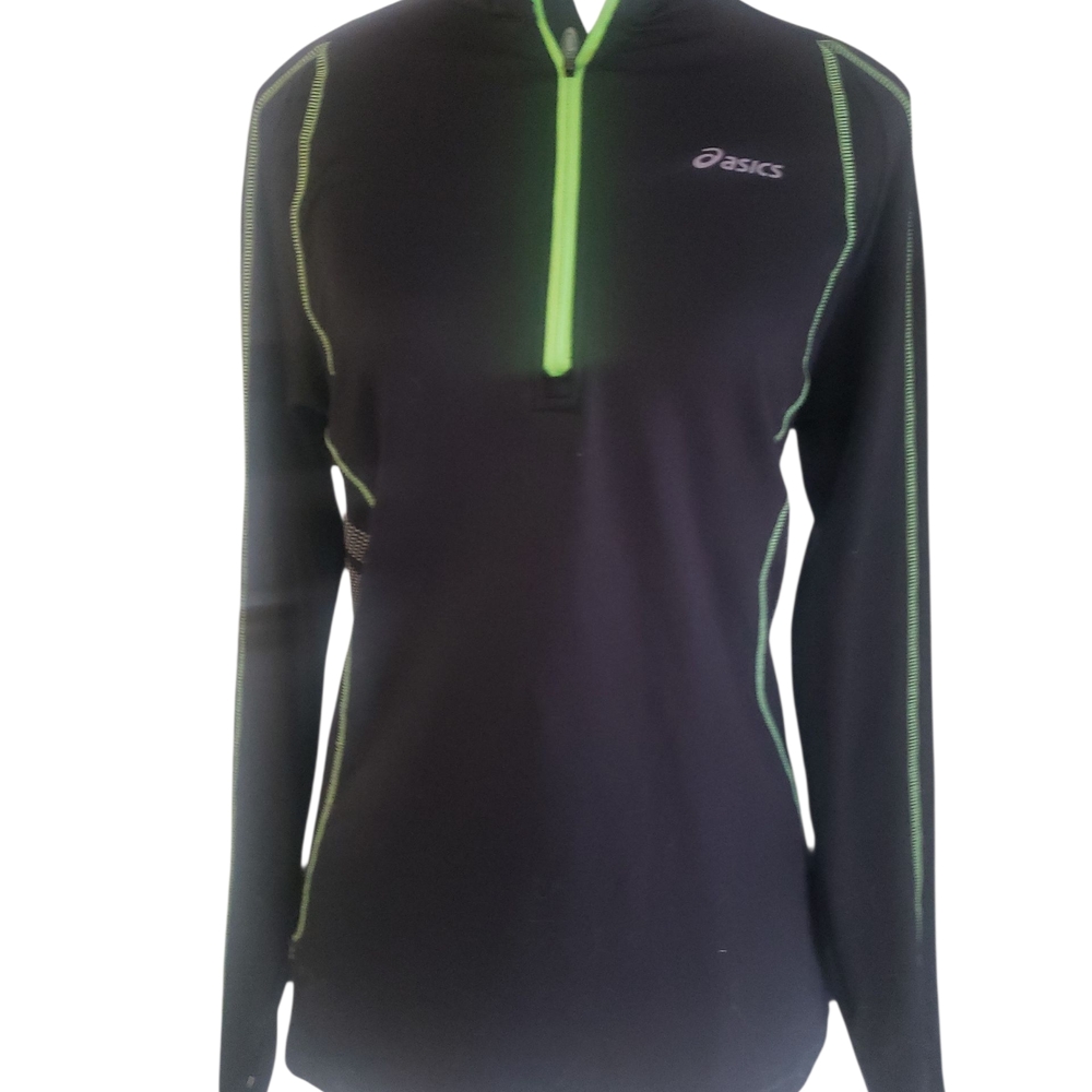 ASICS Women's Long Sleeve Top - Black with Green Accents
